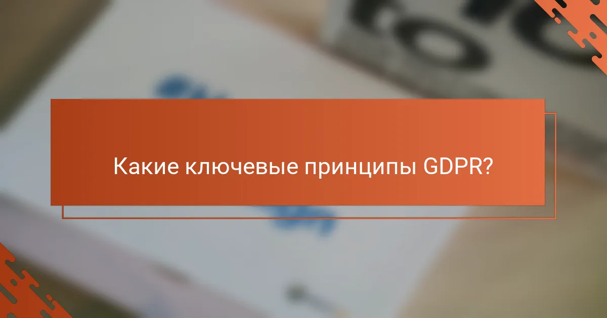Какие ключевые принципы GDPR?
