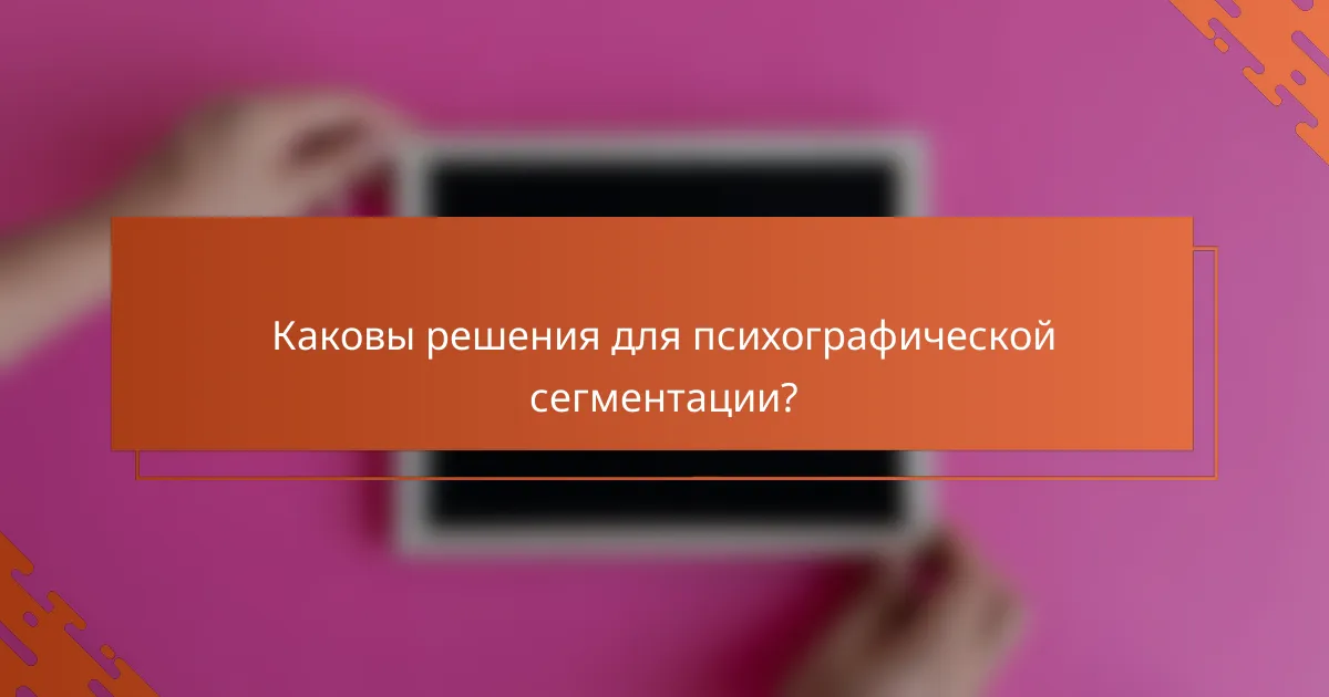 Каковы решения для психографической сегментации?